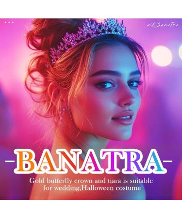 Banatra Bride Wedding Flower Headband Bridal Butterfly Headbands Crystal Hair Accessories for Women (Rose Gold One Size) - Buy Online on GoSupps.com