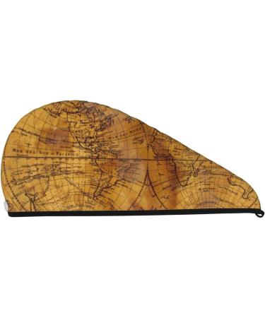 Vintage Map Microfiber Hair Towel | Soft Super Absorbent Hair Wrap for Long Curly & Thick Hair | Quick Dry Coral Velvet Cap for Women - Buy Online on GoSupps.com