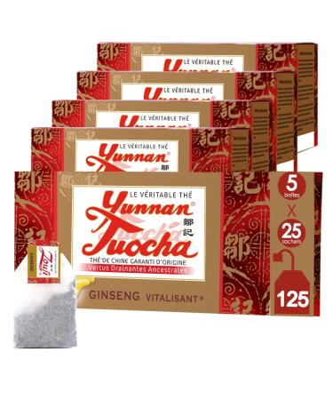 Yunnan Tuocha Zouji - Th Tuocha au Ginseng Vitalisant - 125 Sachets (5x25)- 250g - Origine Yunnan Garantie