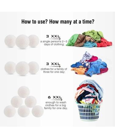 Extra Large Wool Dryer Balls - Set of 6 | Natural Fabric Softener Chemical Free Scented & Reusable - Buy Online on GoSupps.com