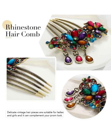 Baroque Crystal Hair Comb Gold Flower Party Hair Accessory for Women - A Colorful Rhinestone Hair Piece - Buy Online on GoSupps.com