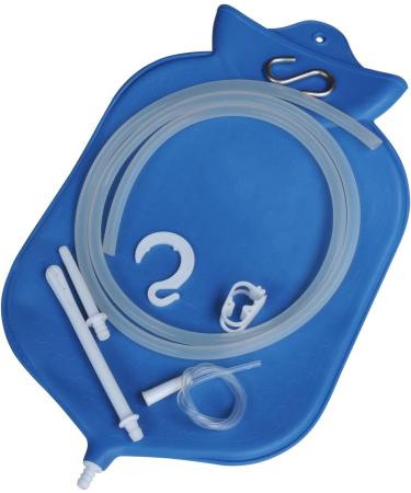 Enema Bag Kit for Colon Cleansing - 4 Quart Open Top with Platinum Cured Silicone Hose - Blue - Buy Online on GoSupps.com