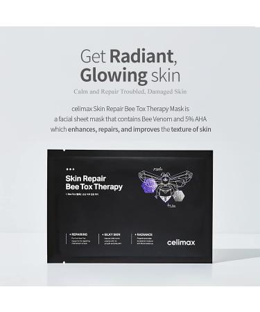 Celimax Skin Repair BeeTox Therapy Sheet Mask - 10 Pack, Natural Botox Bee Venom Mask for Skin Repair, Exfoliation, and Soothing - 25ml - Buy Online on GoSupps.com