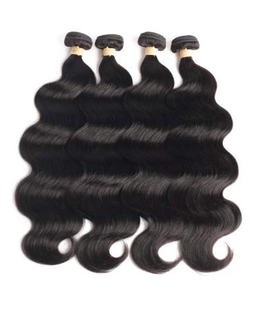 LUXEDIVA Brazilian Virgin Body Wave Hair 4 Bundles 400g/14.1oz - Natural Black 18/20/22/24 Inch Bundle Deals | 100% Unprocessed Human Hair Extensions - Buy Online on GoSupps.com