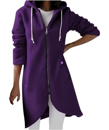 Yihaojia Women's Plus Size Full Zip-Up Hoodie Jacket Sweatshirt Casual Long Hoodies Long Sleeve Winter Jackets with Pocket Purple#78 3X-Large - Buy Online on GoSupps.com