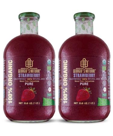 Georgia s Natural Organic Strawberry Juice Pure Strawberry Juice Not from Concentrate Organic Fruit Juice Cold Pressed Strawberry Juice with No Added Sugar or Water - 33.81 oz Strawberry 33.8 Fl Oz (Pack of 2)
