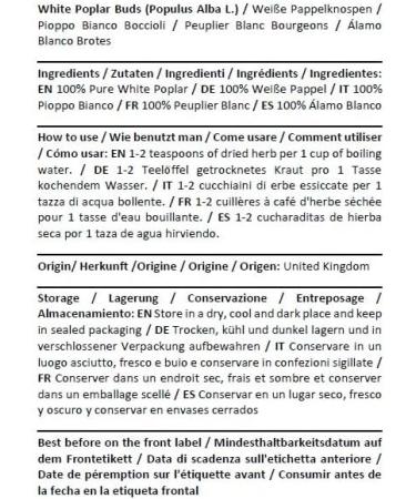 White Poplar Buds Tea | Populus Alba L | Bourgeons de Peuplier Blanc Tisane | Health Embassy (100g) - Buy Online on GoSupps.com