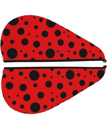 Ladybug Pattern Microfiber Hair Towel Wrap - Super Absorbent & Quick Dry for All Hair Types | Coral Velvet Softness - Buy Online on GoSupps.com