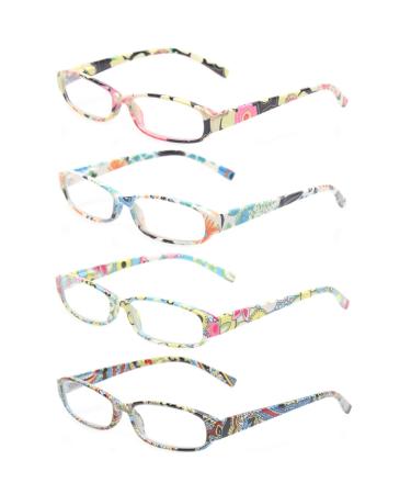 Reading Glasses 4 Fashion Women Eyeglasses with Floral Design Classic Spring Hinge Readers Multicolor 2.5 x
