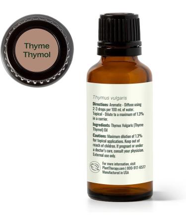 Plant Therapy Thyme Thymol Essential Oil 30 mL (1 oz) 100% Pure Undiluted Natural Aromatherapy for Immune Support and Digestive Relief - Buy Online on GoSupps.com
