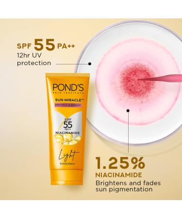 POND'S sun miracle SPF 55 PA++ light Sunscreen 50g - Buy Online on GoSupps.com