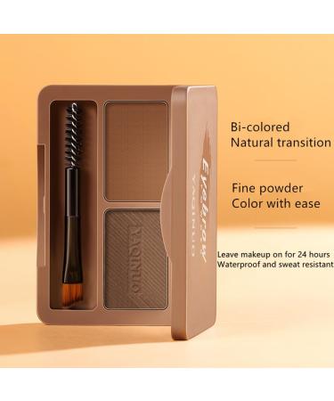 Eyebrow Powder Palette - Define & Enhance Brows | 2 Color Makeup Kit with Mirror (Light & Dark Brown - Buy Online on GoSupps.com