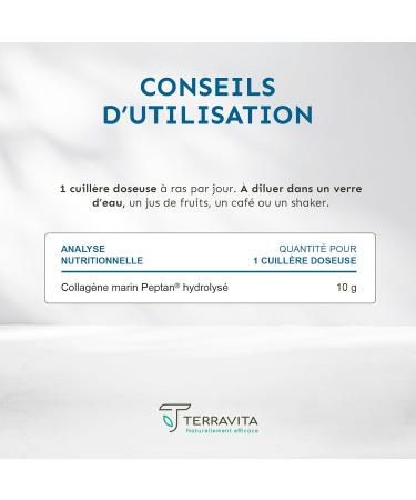 MARINE COLLAGEN PATENTED POWDER | 257g Pure Collagen Peptides Type 1 | Soft Joints Smooth and Hydrated Skin | Orange Taste | 100% French Spine | Terravita - Buy Online on GoSupps.com