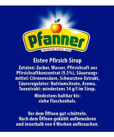 Buy Pfanner stee Peach Syrup - 700ml Beverage Syrup for Iced Tea - Makes 7+ Liters of Delicious Peach Flavor - International Shipping Available - Buy Online on GoSupps.com