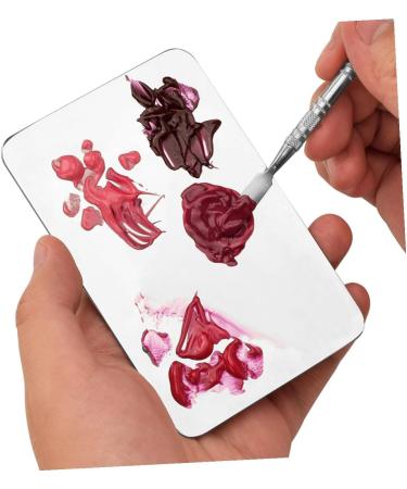 Palette de Maquillage Professionnelle Acier Inoxydable avec Spatule Plateau M langeur pour Fond de Teint Pigments et Ongles Facile Nettoyer et R utilisable - Buy Online on GoSupps.com