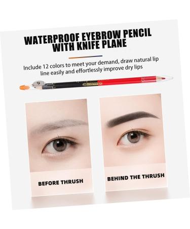 SOESFOUFU 12pcs Lip Liner Eyeliner Eyebrow Pen Waterproof Lip Liner Pencil Eyeliner Black Wooden - Buy Online on GoSupps.com