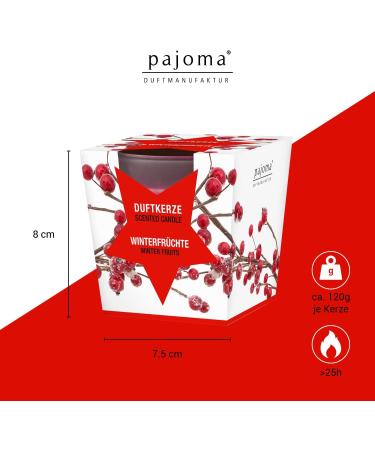 Pajoma Winter Fruits Fragrance Candle Set - 4x120g | Premium Quality in Elegant Gift Packaging | Long-lasting 25-Hour Burn Time - Buy Online on GoSupps.com
