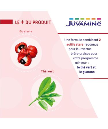 JUVAMINE - Fat Burner - Guarana Green Tea - Slimming and toning action - Food supplement - MAXI FORMAT - 120 Capsules - Made in France - Buy Online on GoSupps.com