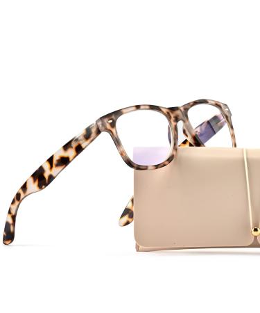Abejojo reading glasses for women blue light-blocking computer reading glasses in oversize with spring hinge for men glare protection anti-overrunging of the eyes UV protection White Tortoise 3.5 Dioptria