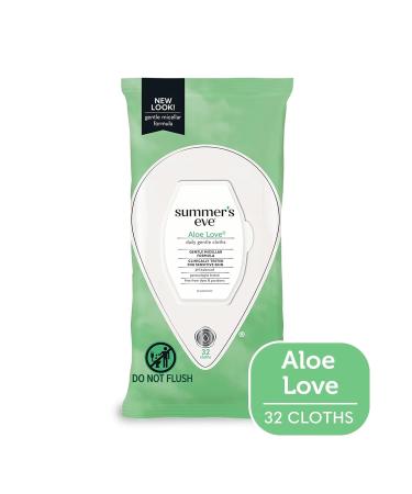 Summer's Eve Aloe Love Cleansing Cloths - Soft & Gentle 32 Count (Pack of 2) - Ideal for Sensitive Skin - International Shipping Available - Buy Online on GoSupps.com