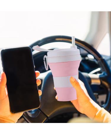 YEEWORIG 600ml Collapsible Travel Cup with Lid & Straw - Pink | Leak-Proof Portable Camping Mug/Silicone Water Bottle for Hot & Cold Drinks - 20.3 oz - Buy Online on GoSupps.com