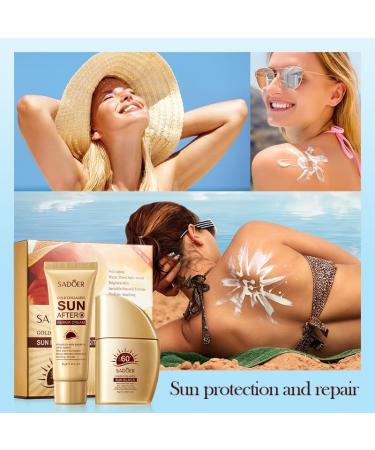 Face Suncream SPF 60 + After Sun Repair Cream Sun Screen Skincare Set with Collagen and Niacinamide Daily UVA/UVB Anti-Ageing Redness Sun Protection Combination Moisturising for Kids Women Men - Buy Online on GoSupps.com