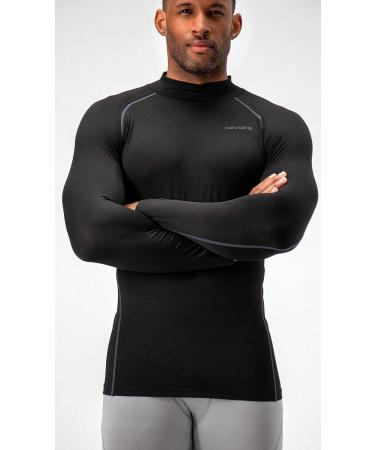 DEVOPS Men's Thermal Turtle Mock Neck Compression Shirt 2 Pack - Long Sleeve Tops and Hoodies - Large - Black - Buy Online on GoSupps.com