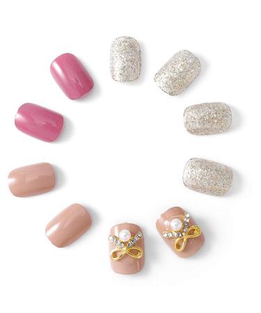 Sethexy Glossy Squoval Short False Nails - Pink Jump Color Acrylic Nail Tips (24 Pieces) for Women & Girls - Buy Online on GoSupps.com