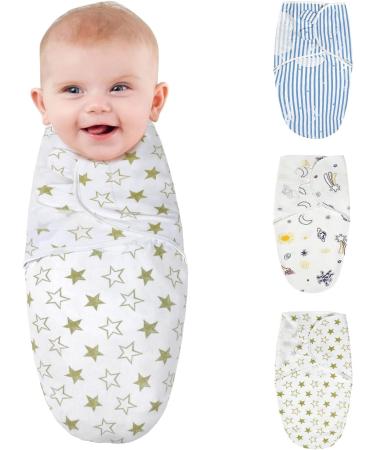 Vicloon Baby Swaddle Wrap 3pcs - 100% Cotton Newborn Blanket for Baby 0-3 Months (Blue/White) - Buy Online on GoSupps.com