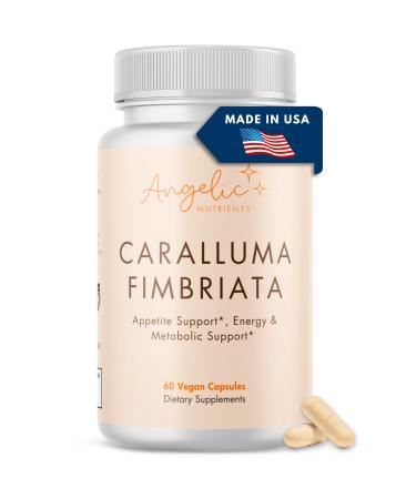 Angelic Nutrients Caralluma Fimbriata - 60 Capsules (Non-GMO Vegan) 1200mg - Made in The USA GMP Certified Facility Gluten Free High Absorption Caralluma Supplement