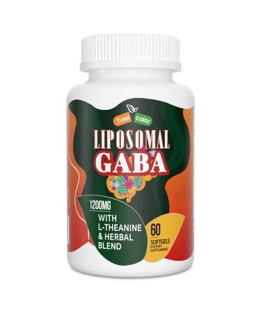 Trasicolor Liposomal GABA with L-Theanine Supplements 1200mg - High Absorption GABA Complex with Ashwagandha Chamomile Tart Cherry Herbal Supplements for Men and Women 60 Softgels 60.0 Servings (Pack of 1)