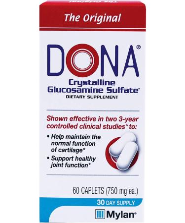 Dona Crystalline Glucosamine Sulfate 750mg, 60 Count x 2 (Total 120) - Joint Health Support - Buy Online on GoSupps.com