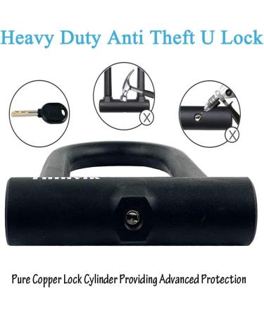 Thinvik Bike U-Lock 12mm x 1.2m Steel Cable 18mm Shackle, Anti-Theft Tool Mounting Bracket, for Road & Mountain Electric Bikes - Black - Buy Online on GoSupps.com