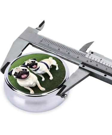 Mini Metal Pill Box - Round Travel Medicine Organizer | Funny Happy Pug Dog Design | Perfect for Purse & Pocket - Buy Online on GoSupps.com
