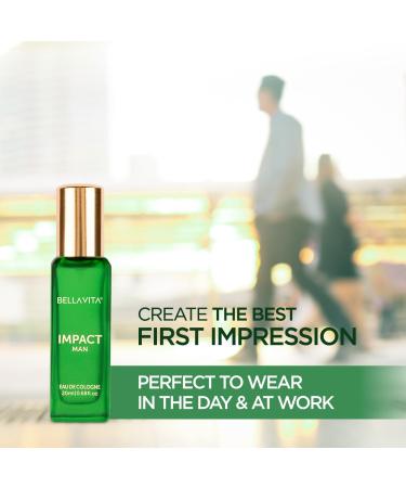 Be'llaVita Luxury IMPACT MAN Eau De Cologne Perfume with Mandarin Orange Patchouli Cedar | Woody EDC Fragrance Scent for Men 20 Ml - Buy Online on GoSupps.com