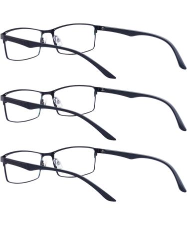 ALWAYSUV 3 Pack Blue Light Blocking Reading Glasses for Men - Black Full Frame 1.5x Magnification - Buy Online on GoSupps.com