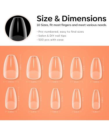 Modelones Nail Tips 500 Pieces - Full Cover Nail Tips Set for Nail Art | DIY Starter Kit | 10 Sizes Medium Coffee - Buy Online on GoSupps.com