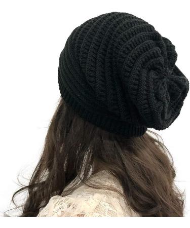 Women's Lightweight Winter Beanie Hat | Cozy Chunky Knit with Pom Pom Visor | Black - Buy Online on GoSupps.com