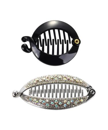 Elegant Rhinestone Crystal Banana Clip Fish Shape Hair Claws - Silver - Buy Online on GoSupps.com