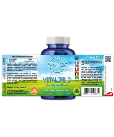 Life 120 - Vitalife D - Vitamin D Supplement 2000 IU by Softgel 100 High Dose Softgels Essential for Bones Teeth Muscles and Immune System - Buy Online on GoSupps.com