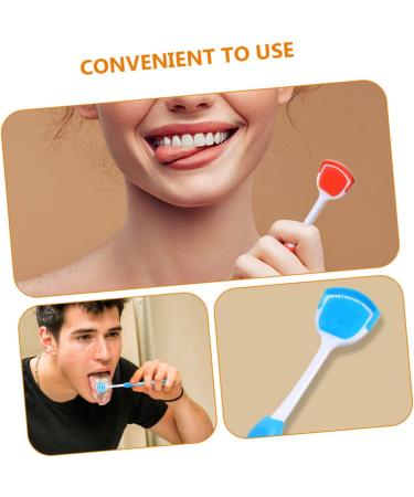 Minkissy 6-Pack Tongue Cleaning Brushes - Portable Tongue Scrapers for Adults - Effective Tongue Hygiene Tool - Nanoplastic Design - Blue & Orange - 19.5x3x0.6cm - Buy Online on GoSupps.com