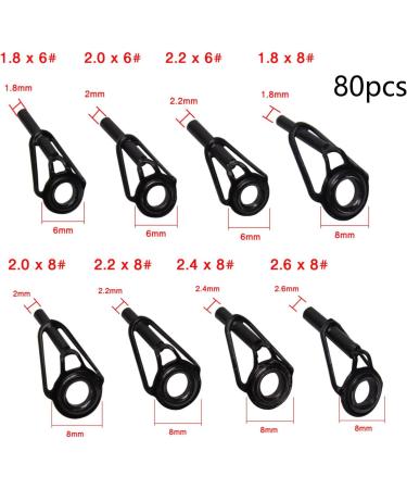 80-Piece Fishing Rod Repair Kit - Stainless Steel & Ceramic Top Rings for Spinning Rods | 1.8-2.6mm Replacement Parts for Saltwater Fishing - Buy Online on GoSupps.com