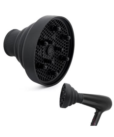 Universal foldable hair diffuser hairdryer adaptable silicone universal hair diffuser hair dryer adaptable for blow dryer with nozzle for almost all hair dryers accessories for hair styling black