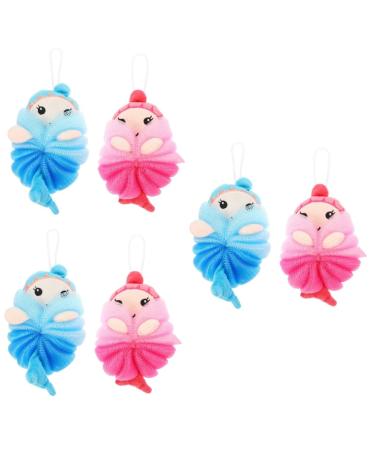 Housoutil 6 Pcs Bath Ball Cleaning Body Scrubber Luffa Sponges Exfoliating Bathing Balls Kids Body Loofahs Household Bath Loofahs Bath Shower Loofah Ball Bath Sponges Baby or Mesh Mermaid