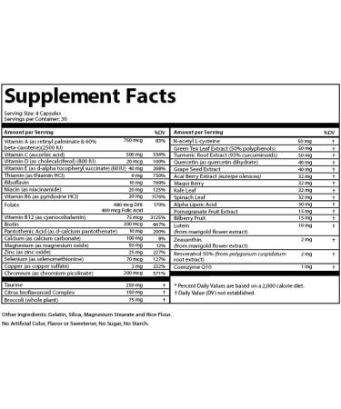 Doctor's Advantage Daily Shield Multivitamin with Green Tea & Bilberry | Antioxidant Supplement for Immune Support | Organic Non-GMO | 120 Capsules - Buy Online on GoSupps.com