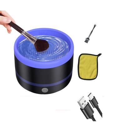 Electric Makeup Brush Cleaner Type-C Small Removeable Easy to Clean  with Silica gel mat bowl Automatic 5V 1A Cosmetic make up brush cleaner Machine Tools  beauty brushs cleaner powered washer (blue) Black