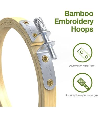 Caydo 6-Piece Bamboo Embroidery Hoop Set - 4 to 10 Inch Rings for Cross Stitch and Embroidery - Buy Online on GoSupps.com