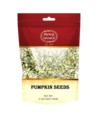 Spicy World Raw Pumpkin Seeds (Pepitas) 5 LB Bag - No Shell, AAA Grade, Unsalted, Dry, No Roasted - Buy Online on GoSupps.com