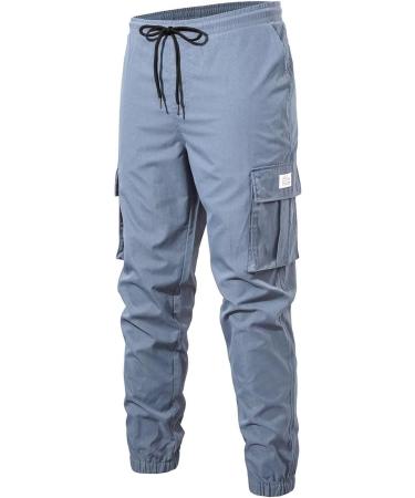 Elegancity Mens Cargo Trousers | Casual Jogger Work Pants | Regular Fit Drawstring Sweatpants with Pockets | Size 34 A-Sky Blue - Buy Online on GoSupps.com