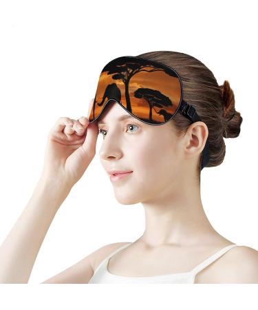 Africa Elephant Sunset Landscape Sleep Mask - Adjustable Strap, Blocks Light for Night Travel - Men Women Blindfold for Sleeping - Buy Online on GoSupps.com